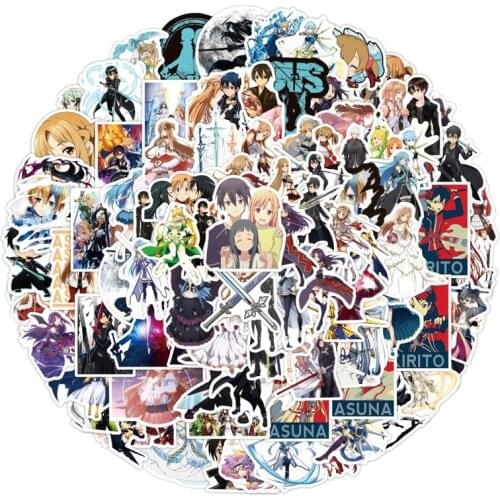 10/50/100pcs Sword Art Online Stickers Decal for DIY Laptop Suitcase Car Trunk Skateboard Guitar Motorcycle Anime Sticker