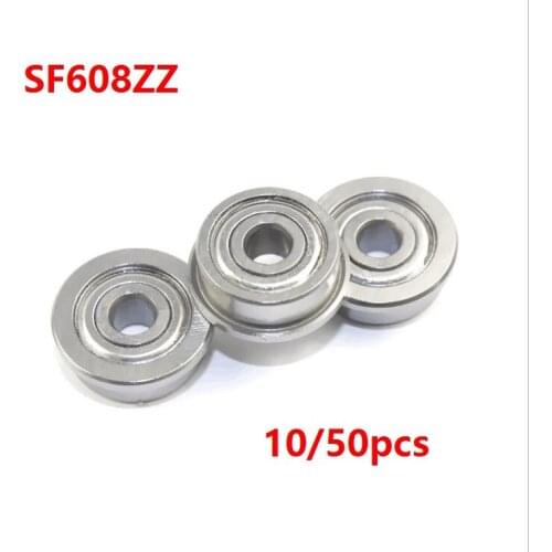 10/50pcs 8x22x7mm SF608ZZ SF608Z SF608 Z ZZ SF608-ZZ Stainless steel Flange Deep Groove Ball Bearing 8*22*7mm