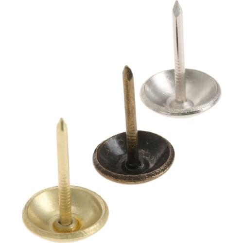 100pcs Vintage Head Upholstery Nails Antique Bronze/Gold/Silver Tack Stud Wood Furniture Decorative 11mmx17mm Pushpin box case