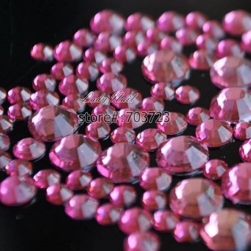 1000 pcs 2mm - 6mm Mix Size Light Rose 14 Facets Resin Round Rhinestone Sparkling Rhinestones Nail Art Decoration DIY N14