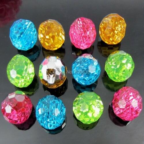 20Pcs 5/8" mixed round acrylic buttons crystal shining bead buttons fit sewing craft garment accessories scrapbooking 16.0mm