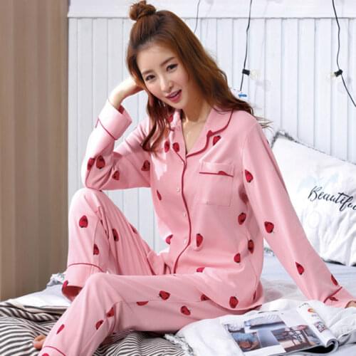 2021 Pajamas For Women Cute kawaii Spring And Autumn Korean Long-Sleeved Cardigan Casual teen girs Women Home sleepwear Suit