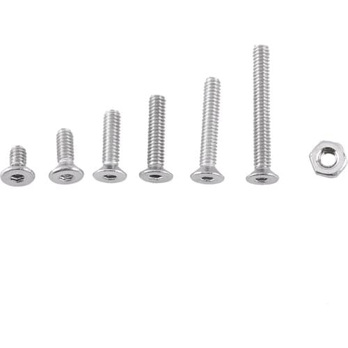250PCS/Set M2 Cap/Button/Flat Head A2 Stainless Steel Hex Socket Screw Bolt Nut Assortment Kit