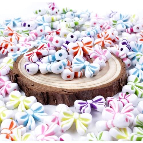 30/60Pcs New Acrylic Beads Cartoons Bow-Knot Shape Loose Beads for Diy Handmade Crafts Jewelry Necklace Bracelet Accessories