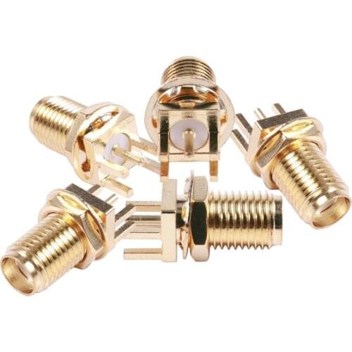 5 Pcs SMA Male Plug Center Solder PCB Mount RF Connectors Gold