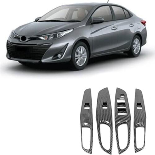 ABS Plastic For Toyota Vios sedan 2019 2020 Accessories Door Window glass Lift Control Switch Panel Cover Trim Car Styling 4pcs