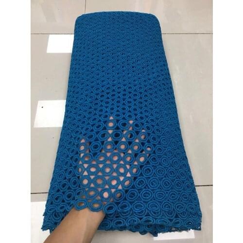 African royal blue Guipure Lace Fabric 2020 High Quality Nigerian Cord Lace Fabrics Water Soluble Lace For Wedding Sewing