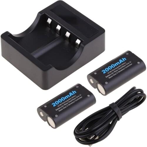 Rechargeable Controller Battery Pack 2Pcs 2000mAh Capacity, Charger Station Kit for for -Xbox One/One S/One X Controller
