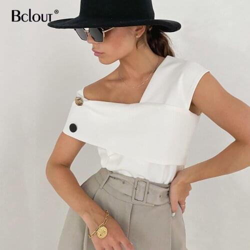 Bclout Chic White Pullover Woman Blouse Summer Streetwear Ladies Tops Casual Short Sleeve Shirt Female 2021 Buttons Blouses