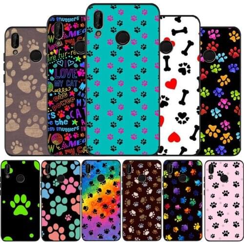 Dog Footprint Paw Soft Silicone black Phone Case For Huawei P9 P10 P20 P30 P40 lite P20 P30 P40 pro Y9 Y6 P smart 2019