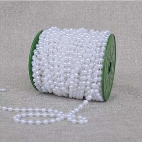 Cheap 5Meters/Lot DIA 4MM White Beige Artificial Pearls Bead Garland Spool Rope Table Centerpiece Wedding Party Home Decoration