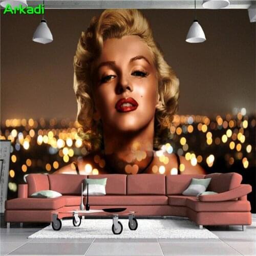 European and American fashion Marilyn Monroe girl mural 3D wall wallpaper photo smiley living room wall art decoration wallpaper
