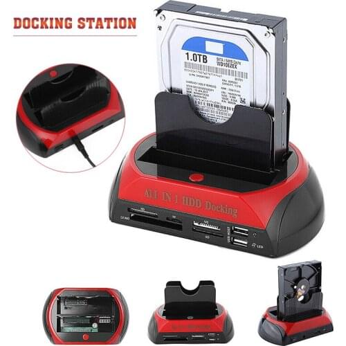 Hard Disk Drive Dock Case 2-Dock Dual Bay Hard Disk Drive HDD Docking Station e-SATA Card Reader USB Hub Hdd Enclosure Station