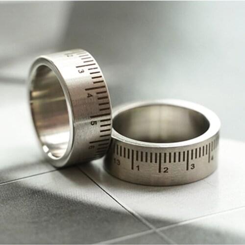 Punk Stainless Steel Number Scale Ring Graduated Width Vintage Retro Round Finger Cycle