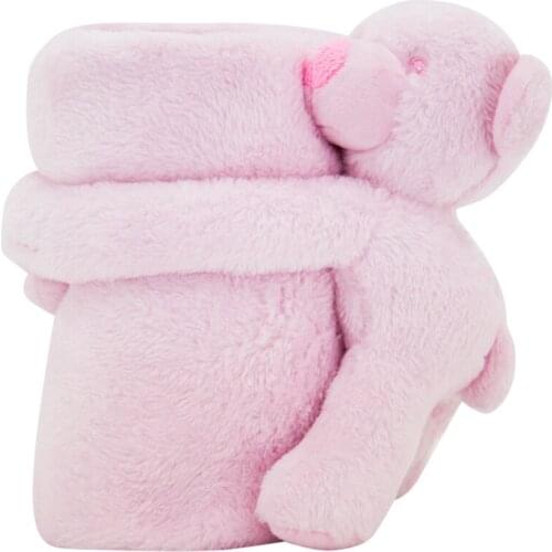 Pink Bear Toy Blanket Set Plush Soft Bedding Newborn Infant Cotton Quilt Toddler Stroller Bedspreads Kid Swaddle Baby Comforter