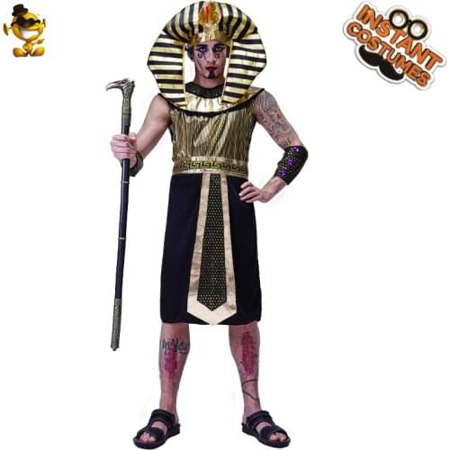 Halloween Carnival Cosplay Egyptian Costume Stage Performance Clothing Fancy Dress Adult Men Roleplay King Pharaoh Costume