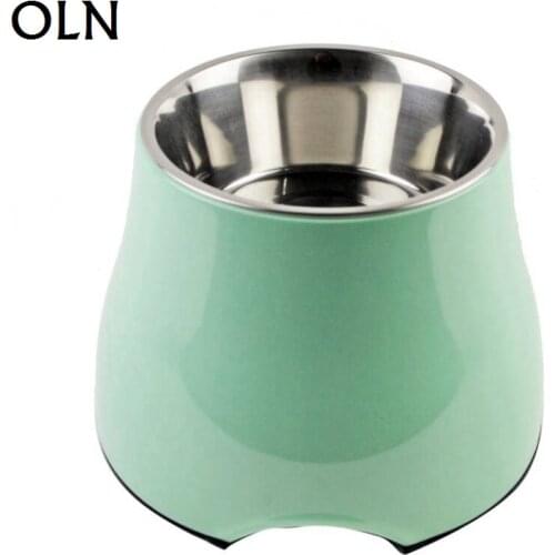 Pets Dog High Foot Protect Neck Bowl with Stainless Steel Anti Slip Pet Dog Bowl Dish