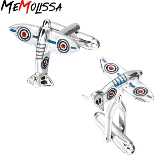 MeMolissa Luxury shirt silver plane cufflink for mens Brand cuff buttons cuff links High Quality abotoaduras Jewelry