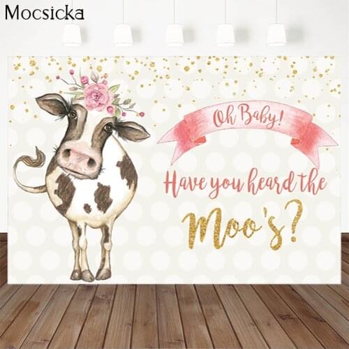 Mocsicka Oh Baby Background Flowers Cow Photo Background Decoration Baby Shower Photo Background Photography Banner
