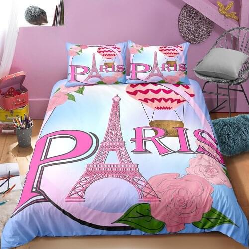 Fashion Tower Love Girl Home Down Quilt Sets Single and Double Quilt Sets Christmas Gift Decorations Bedding