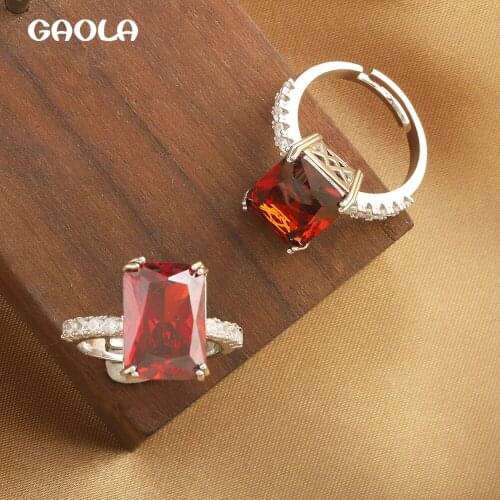 Fashion and Elegant Red Aaa Zircon Rings for Women Adjustable Luxury Tail Ring Gold Plated Gemstone Cut Engagement Jewelry