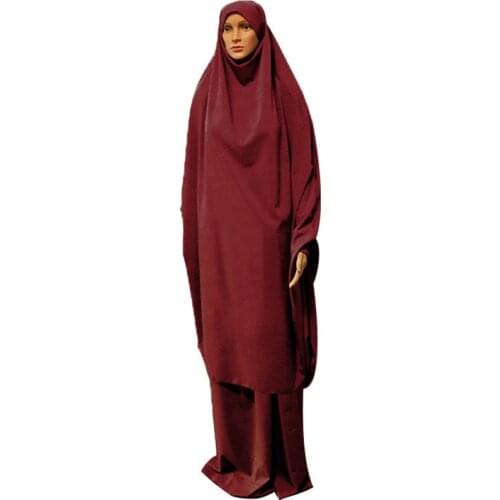 Ramadan Muslim Prayer Garment Hijab Abaya 2Pecs Dress Islamic Jilbab Modest Burqas Khimar Arab Women Robe Full Cover Maxi Kaftan