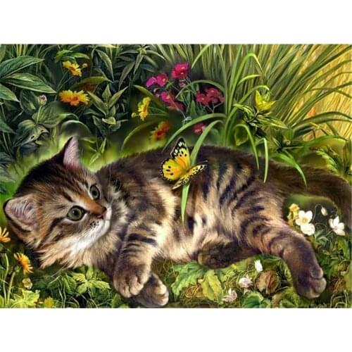 Animal Cat DIY Embroidery 11CT Cross Stitch Kits Needlework Craft Set Printed Canvas Cotton Thread Home Decoration Design