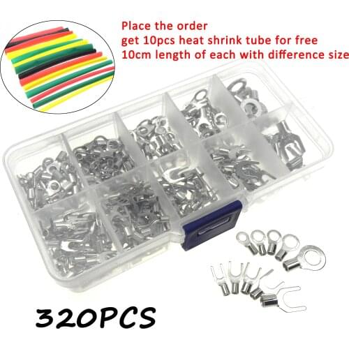 Non-insulated terminal connector ring fork U-type crimp terminals ferrule Kit Cable Wire Connector