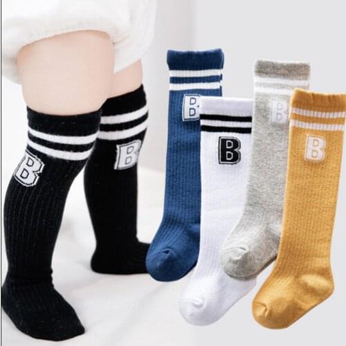 0-24M Sailor Style Girls Socks Autumn Winter Cotton Ribbed Kids Knee High Socks for Toddler Girls Long Leg Wamrers Calcetines