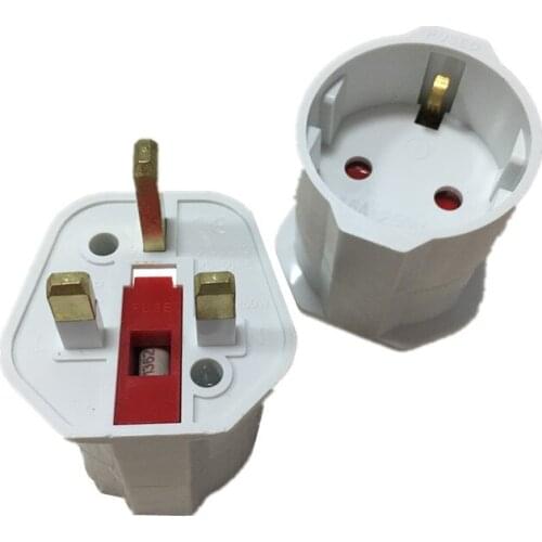 NEW Universal EU to UK Plug 2 Pin to UK 3 Pin Plug Conversion Socket Travel Adapter Power Plug with Erdung Protect Safety