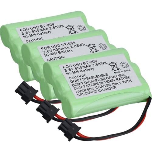 1 to 5Pcs 800mAh 3.6V Rechargeable Cordless Phone Bbattery For Uniden BT1004 BT-909 BT909 3 * AAA ni-mh Rechargeable Batteries