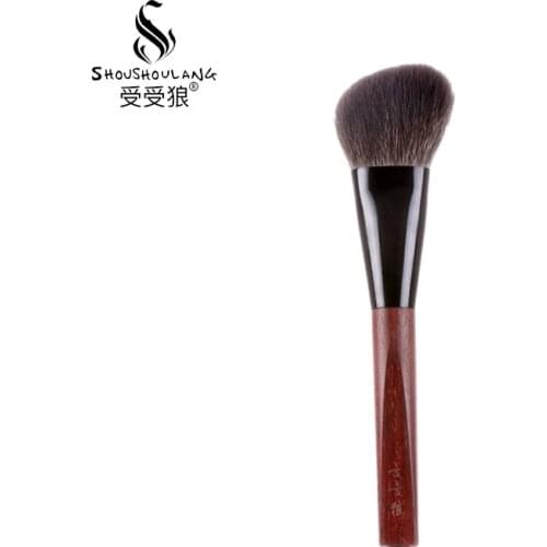 Shoushoulang Professional Handmade Make Up Brush Angled Contour Sculpting Brush Soft Blue Squirrel Hair Makeup Brush