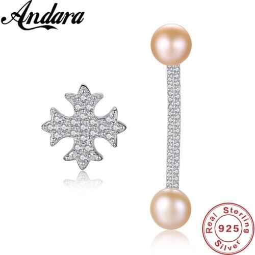Free Shipping 925 Sterling Silver Pearl Earring Fashion Personality Dazzling CZ Stud Earring for Women Jewelry