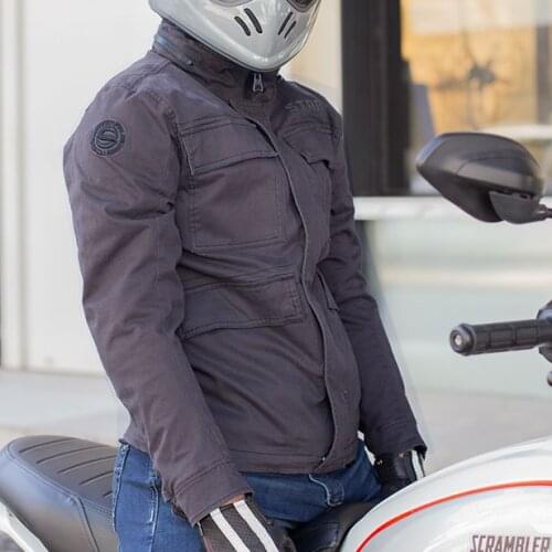 SFK Brown Retro Pattern Stylish Mens Motorcycle Jacket with CE Protection Armor & Detachable Liner/ Motocross Racing Accessries