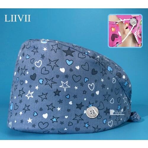 Unisex Pet Grooming Hospital Work Hats Pharmacist Cap Doctor Nurse Surgery Caps Printing Surgical Caps Scrub Dental Clinic Hats