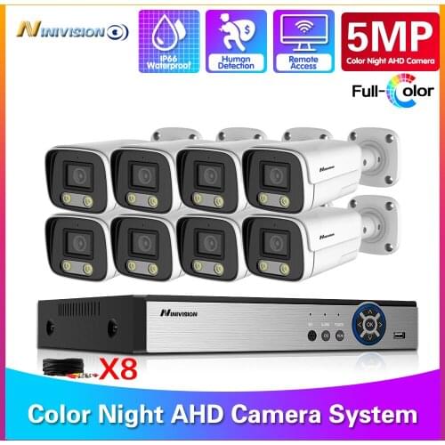 5MP CCTV Security System Kit 5MP 8ch DVR 8pcs 5MP Colorful Night Vision AHD Waterproof Face Detection Video Surveillance Camera