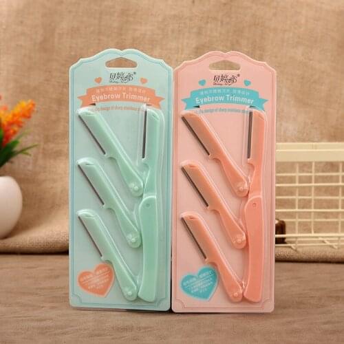 Foldable Eyebrow Knife Portable with Stainless Steel Blades Tool Eyebrow Scraper Shaving 3