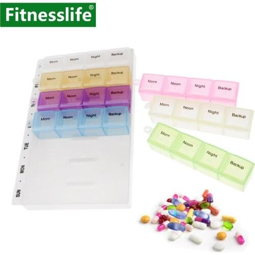 Pill Box Organizer Case Container Organizer Medicine Large Month 28 Grids 7 Days Weekly am pm Tablets Storage Dispenser Travel