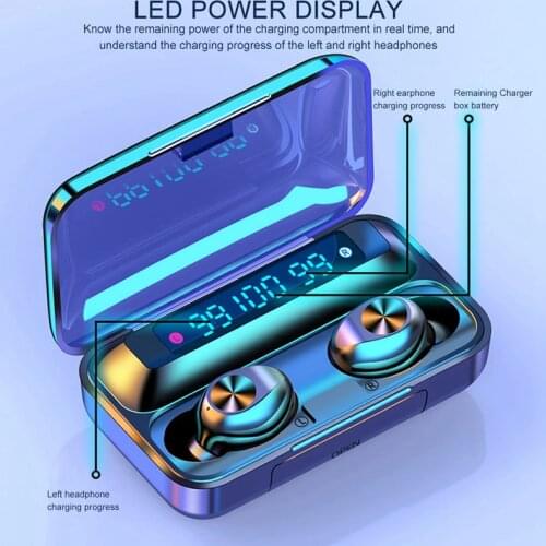 TWS Bluetooth 5.0 Earphones 9D Stereo Wireless Mini Earbuds Sport Headsets with 2200 Charging Box Earbud For Samsung Xiaomi