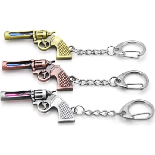 Vintage CS GO Hourglass Revolver Gun Keychain Gadgets For Men Trinket Bullet Pistol Keychain On Bag Jewelry Party Boyfriend Gift