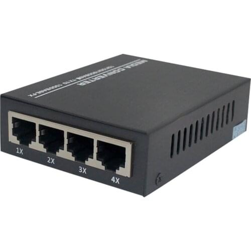 1G4E 1.25G Fiber Port 4X10/100/1000M Gigabit Ethernet Switch 1 Port 4 RJ45 Fiber Optic Media Converter PCBA US Plug