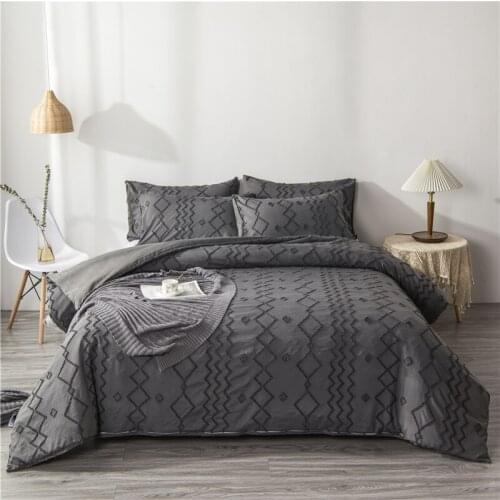 Tufted Modern Luxe All Season Comforter Duvet Cover Set with Zipper & Corner Ties Bed Linen Twin Queen King Size Bedding Set