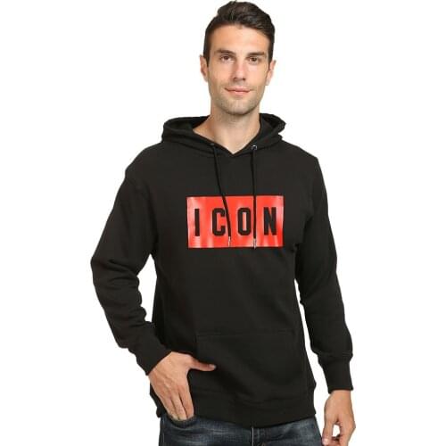 DSQICOND2 winter style brand Mens Hoodie 100% cotton casual long sleeve Unisex hoody warm ICON letter black Hoodie sweatshirt