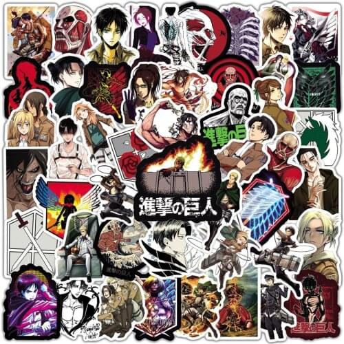 10/50Pcs/Pack Attack On Titan Anime Stickers Laptop Guitar Motorcycle Luggage Skateboard Bicycle Waterproof Sticker Kids Toys