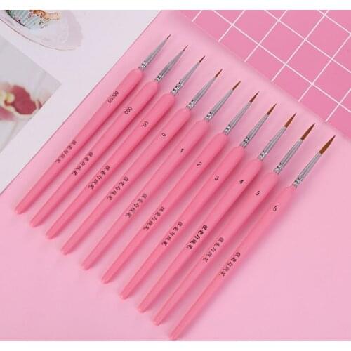 10Pcs/set Wolf Hair Hook Line Pen Fine Paint Brush Pen Set Artist Watercolor Acrylic Painting Brush Art Drawing Supplies 50LA