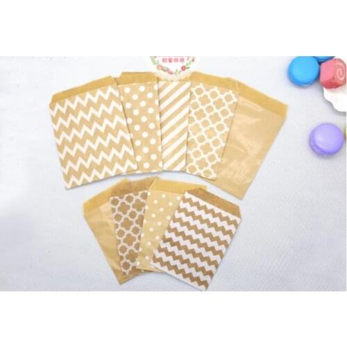 100 pcs Kraft Paper Baking Chocolate pop Pack Bags Sets Cookie Biscuit Candy Bag Good Quality Convenient