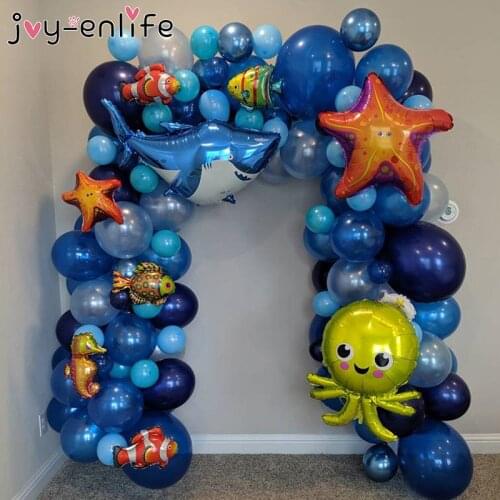 101pcs Ocean world Theme Under The Sea animal Dark Blue balloons Garland Kit Birthday Party Decorations Kids baby shower party