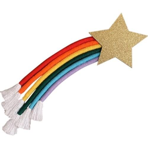 2021 New Nordic Hand-woven Macrame Lucky Star Rainbow Tapestry Christmas Hanging Decor