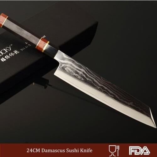 24cm Sashimi Sushi Knife vg10 Japanese Damascus Steel Super Sharp Ebony Handle Kiritsuke Fish Filleting Cooking Tool 2.1G