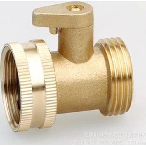 3/4Inch Garden Hose Water Pipe Connector Brass Valve Faucet Taps Splitter With Shut Off Switch Can